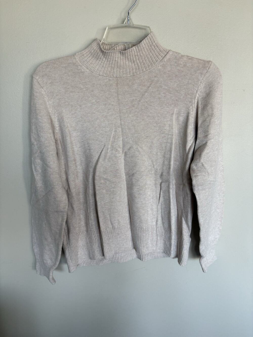 Old Navy Womens Medium Mock Neck Sweater Beige Oatmeal Long Sleeve 100% Cotton